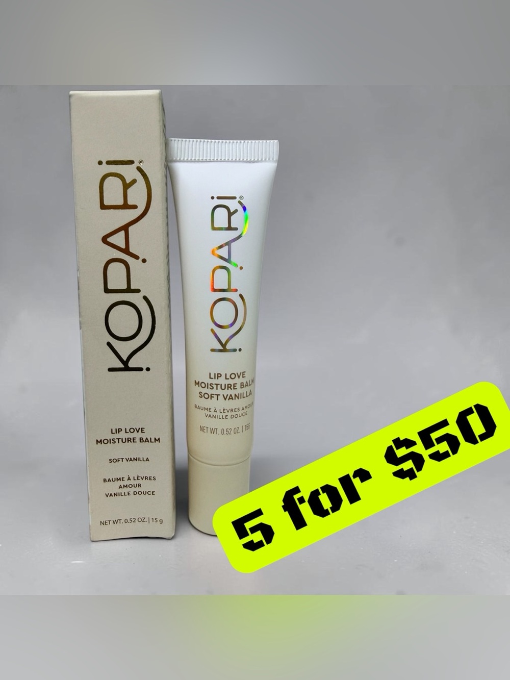 5 ITEMS FOR $50 • Kopari Lip Love Moisture Balm Full Size Soft Vanilla 15g